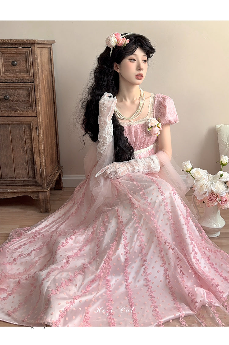 Hezi's Cat Haven~Mist Rose~Plus Size Lolita Empire Waist OP Dress