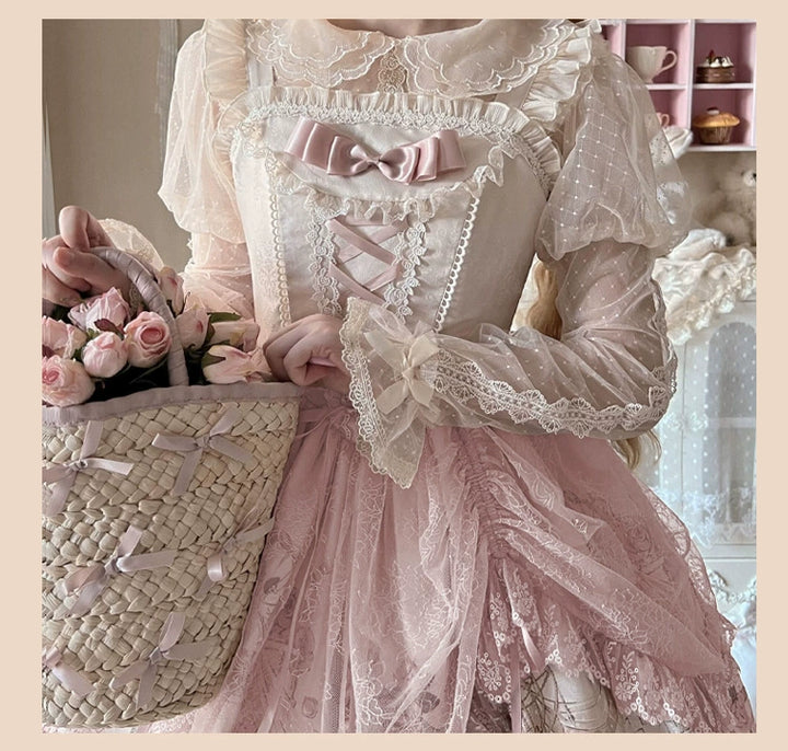 Sweet Date~Wedding Lolita Dress Bridal Elegant Retro JSK Daily Lolita Shirt   