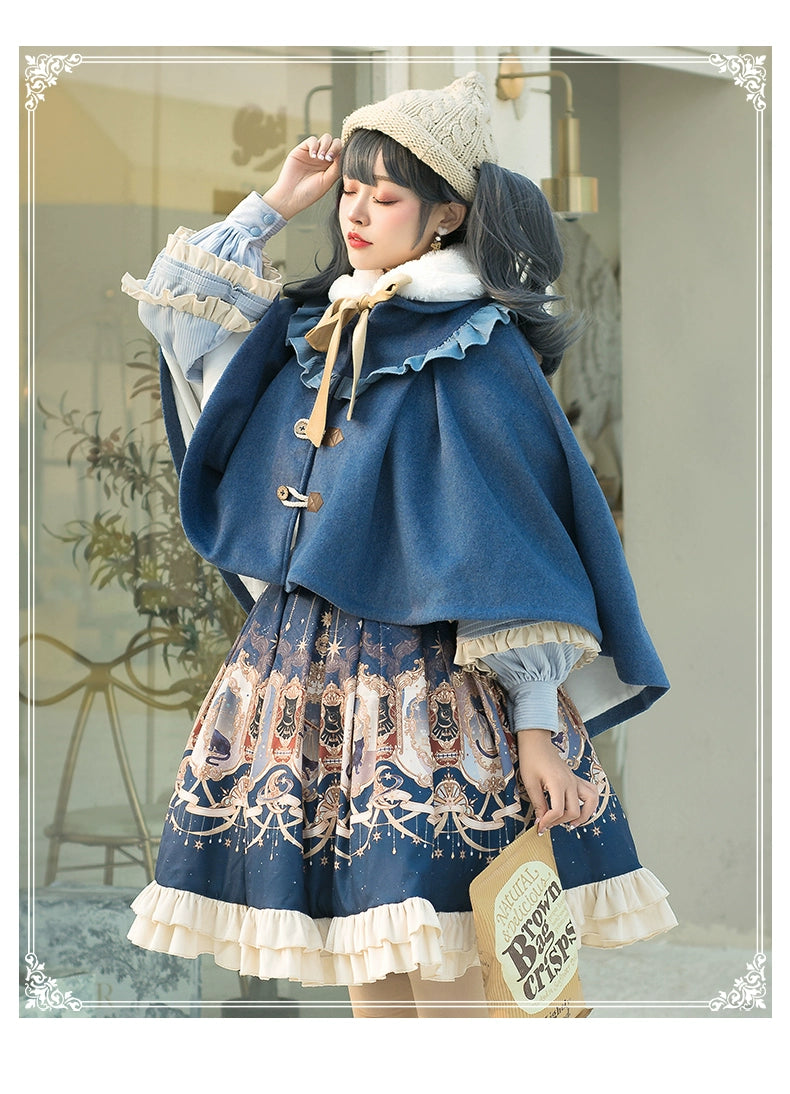YingLuoFu - Winter Lolita Skirt Set - Starry Court Retro Palace SK Cloak