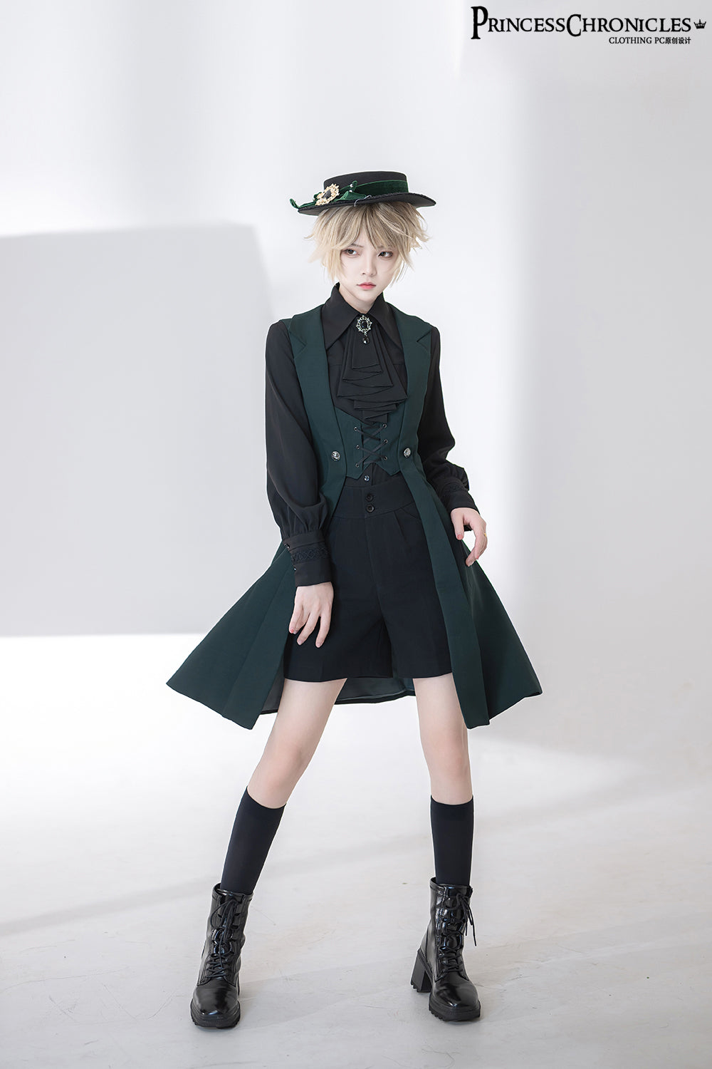 Princess Chronicles~The Night Prelude~Medieval Ouji Lolita Vest S green female vest (pre-order)