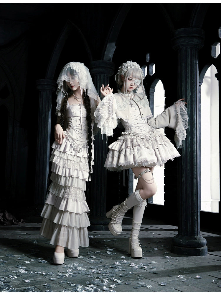 With PUJI - Letter and Poetry · Humanoid Robot - Silver Gothic Lolita Mermaid Skirt Set 43861:787622