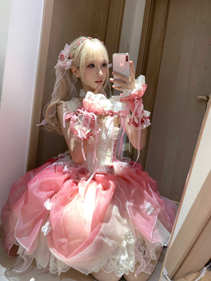 Night Dream~Roselle Garden~Sweet Lolita JSK Dress Full Set Accessories   