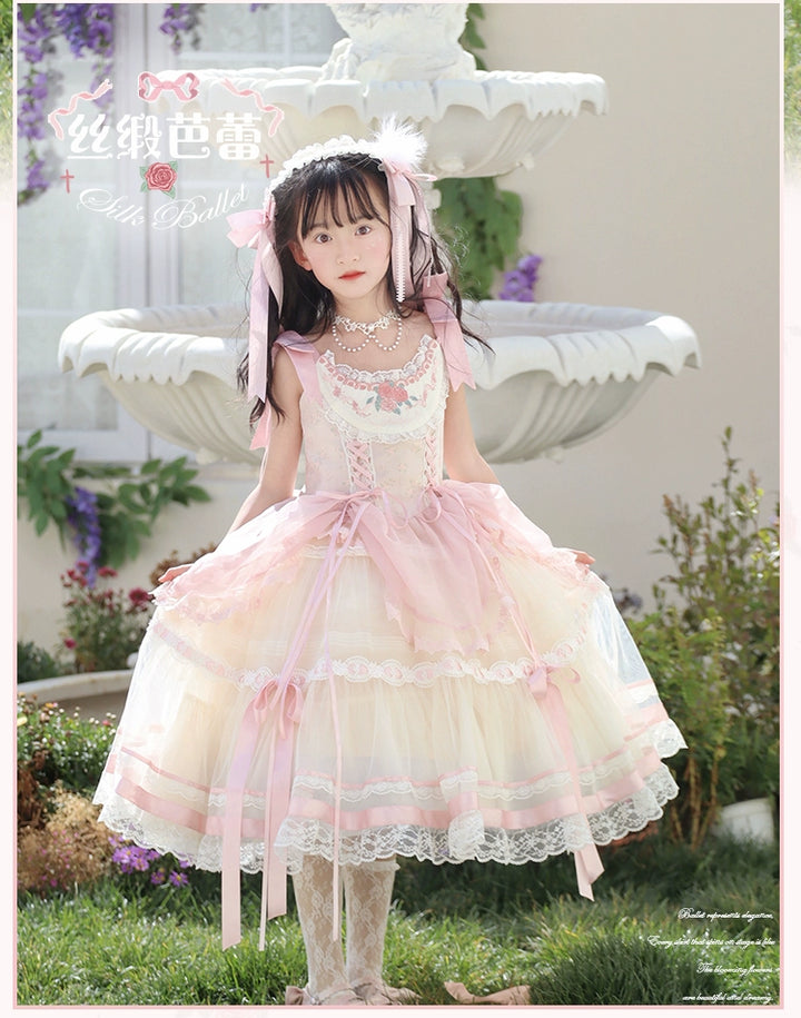 Mademoiselle Pearl~Silk Ballet~Kid Lolita JSK Dress Flower Wedding Lolita Dress