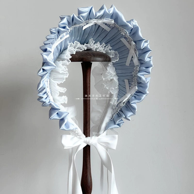 MAID~ Handmade Lolita Bonnet with Small Satin Ribbon   