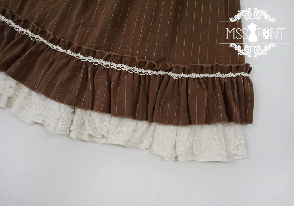 Miss Point~Rose Doll~Elegant Lolita Striped Fishbone Skirt   