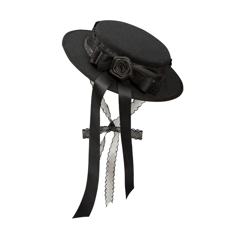 Audrey's Reply - Classic Lolita Square Neck OP, Detachable Embroidered Collar Top Hat Only (one size / choose M) S