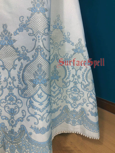 (BFM)Surface Spell~Nocturne~Custom Gothic Lolita Dress Brocade Puff Sleeve OP S light blue 