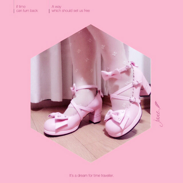 Sosic - Sweet Lolita High Heel Handmade Shoes 34 light pink