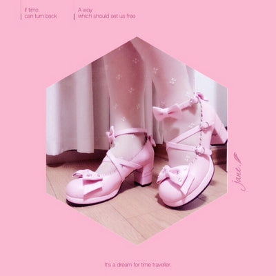 Sosic~Sweet Lolita High Heel Handmade Shoes 34 light pink 