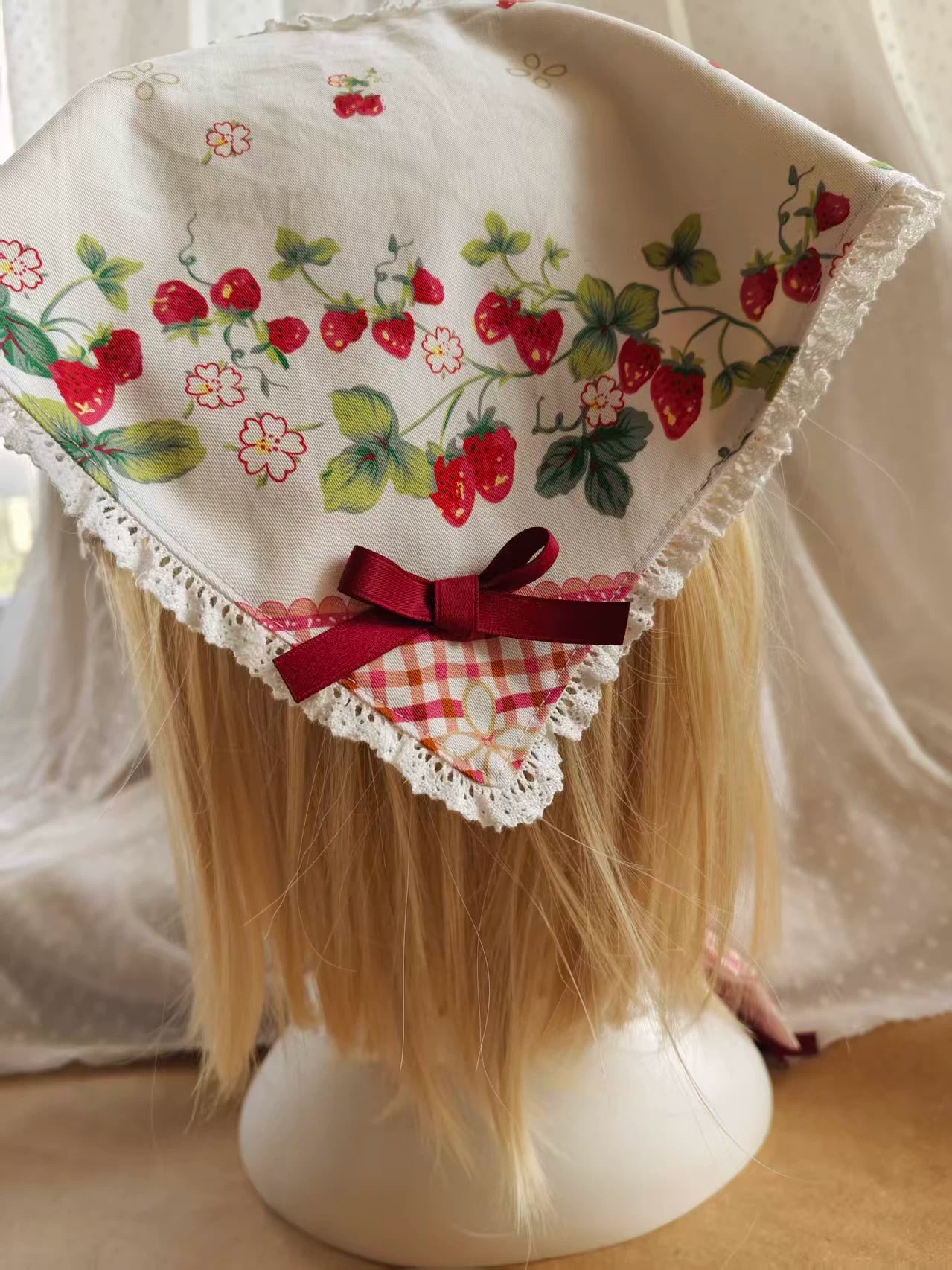 Cranberry and Lucky Clover - Cotton Sweet Lolita JSK Dress, Strawberry and Floral Print 45296:846324