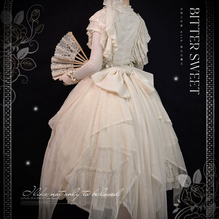 BittterSweet~Vintage Lolita OP Dress Old School Lace Long Dress   