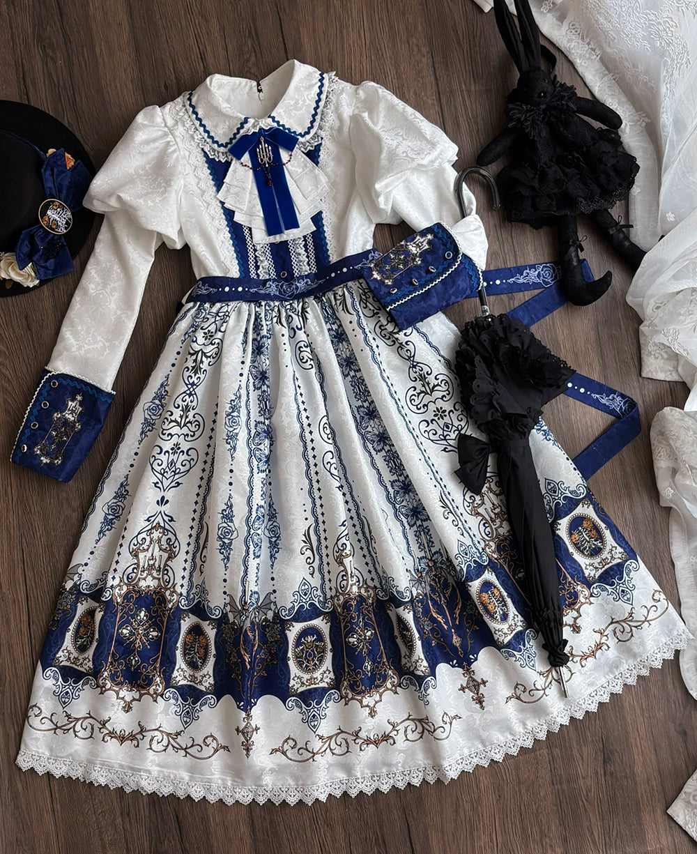 Blood Night Lantern - Jacquard Gothic Lolita Dress, Juliet Sleeve (2XL L M S XL XS) 44543:812333