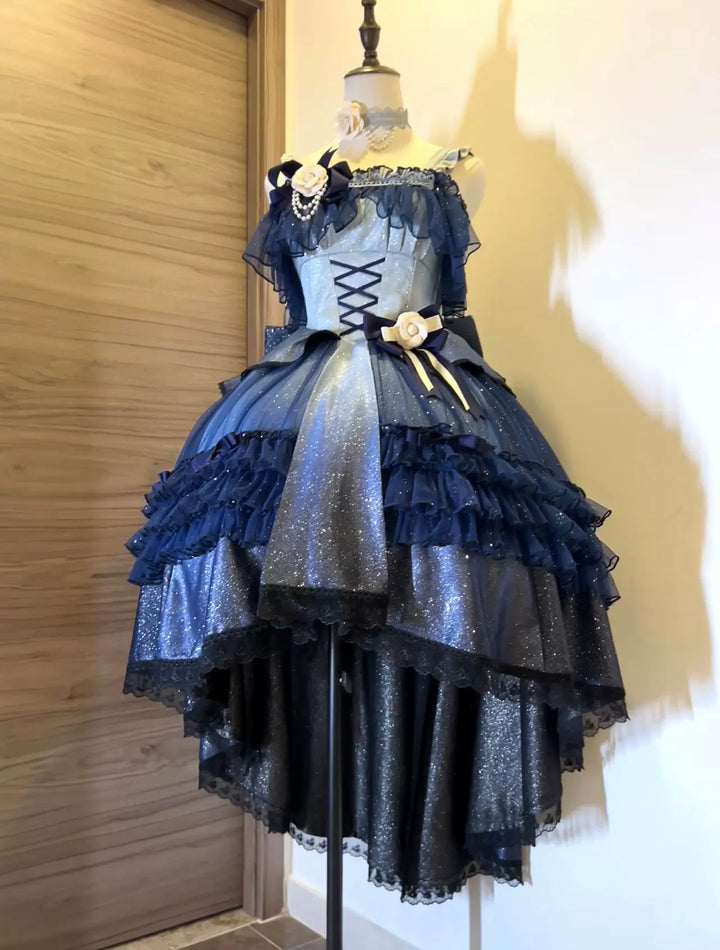 Immersive Original~Wealthy Heiress~Elegant Lolita Dress Princess Birthday Dress Shining blue S size  