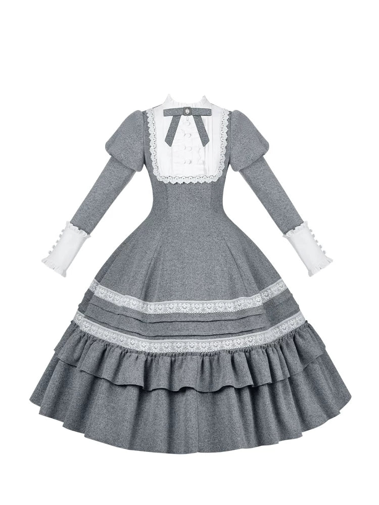 Reminisce - Pile Classic Lolita Dress, Detachable Cape (L M S) 44439:808544