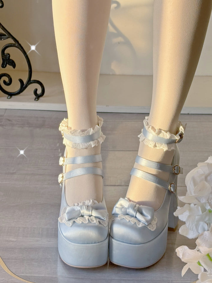 Pure Tea For Dream~Otome Fairy Tale~Sweet Lolita Shoes High Platform Satin Heels 42091:726180