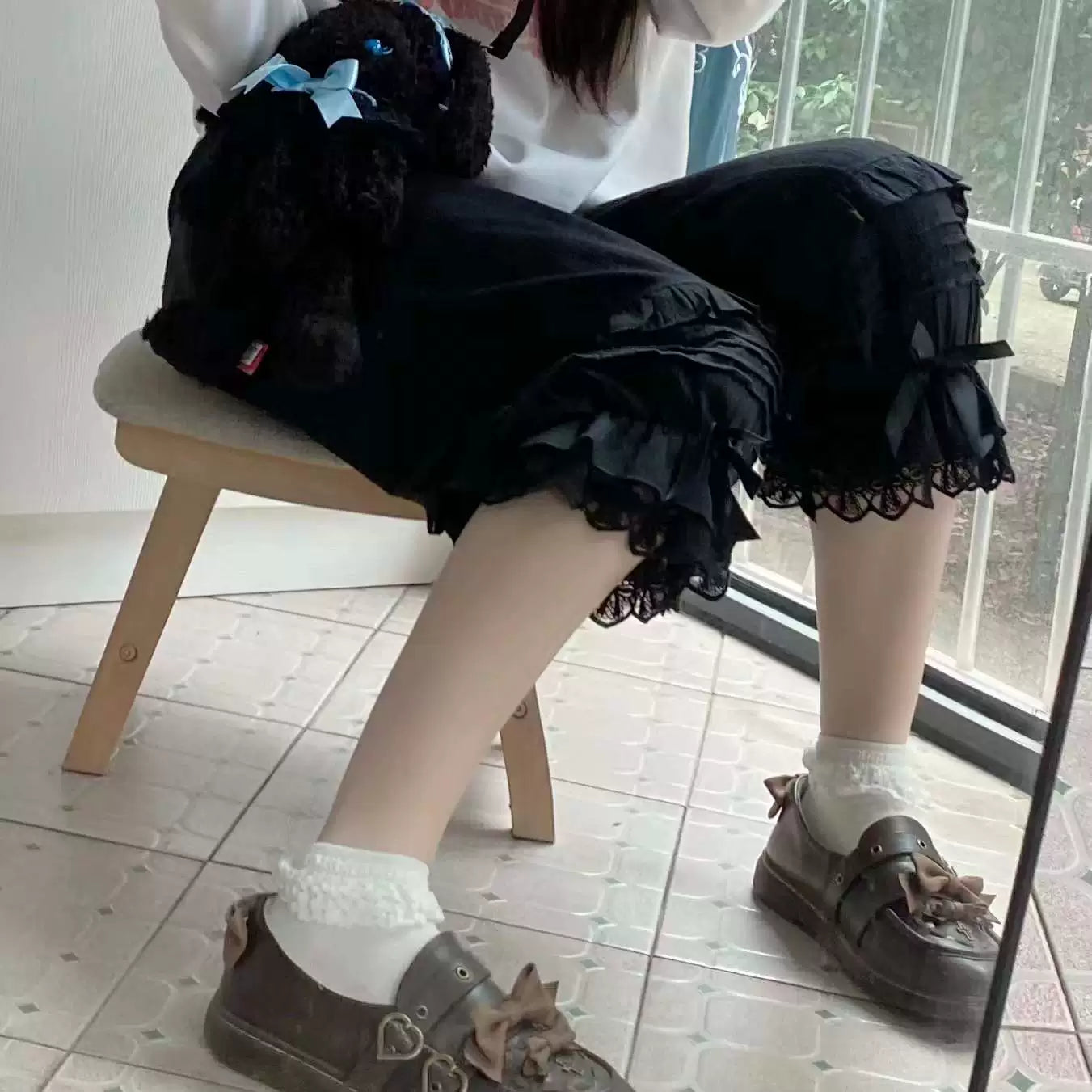 Sweet Lolita Jacquard Cotton Bloomers, Accordion Pleats