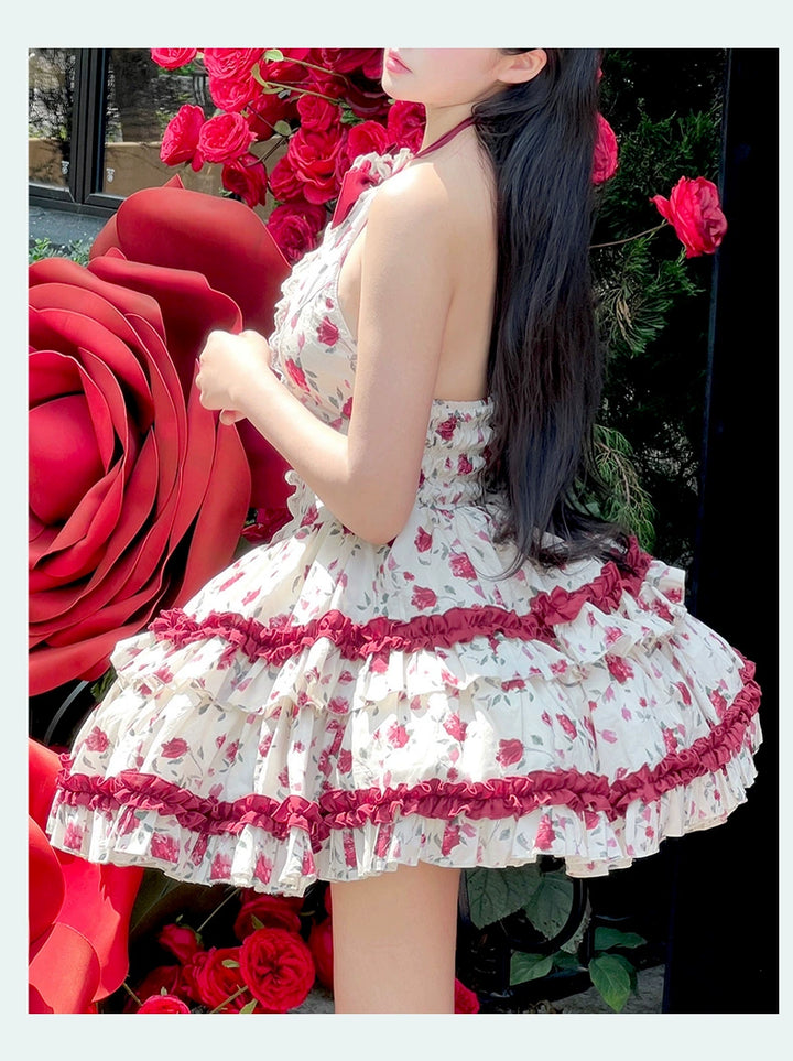 Diamond Honey Lolita~Heart Rose~Vintage Lolita Jumper Dress Retro Rose Lolita JSK   