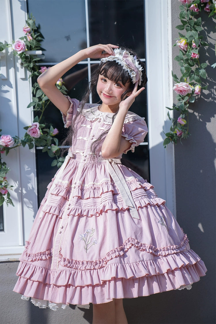 ZhiJinYuan~Iris Poem~Country Lolita OP Dress Iris Embroidery Dress