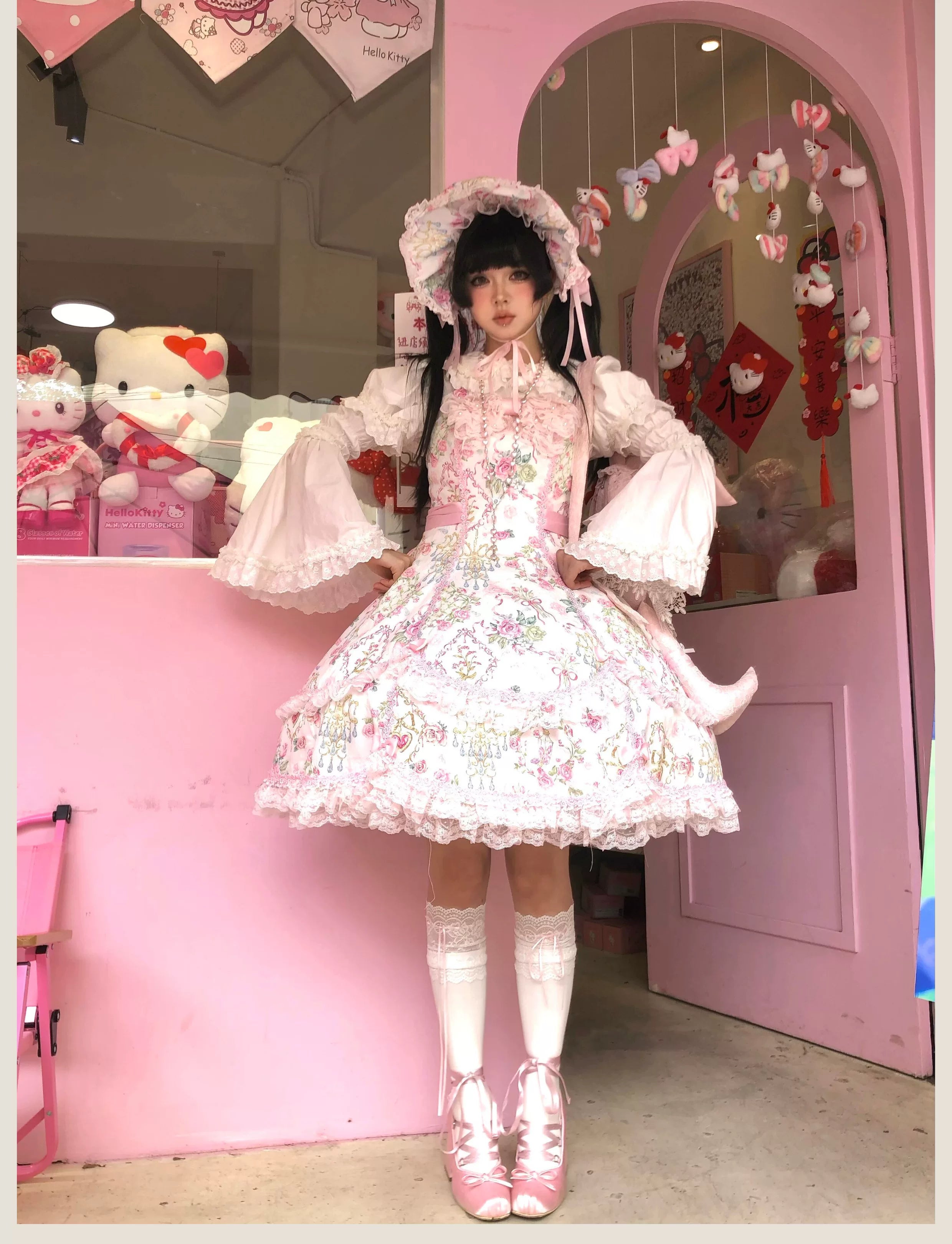 Spring 2025 - Floral Old School Lolita JSK Dress, Lace Trims 42950:847917