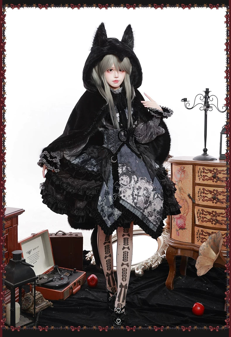 Werewolf Slayer - Gothic Lolita Shirt & Suspender SK Dress Set, Tiered Skirt 44541:811945