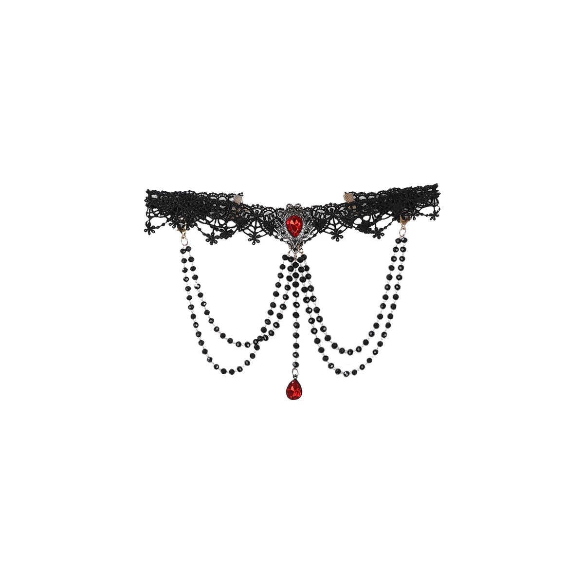 Bone Rot Bloom - Gothic Lolita Embroidered Camisole & Drawstring Lift-up Hem Skirt 45593:854859
