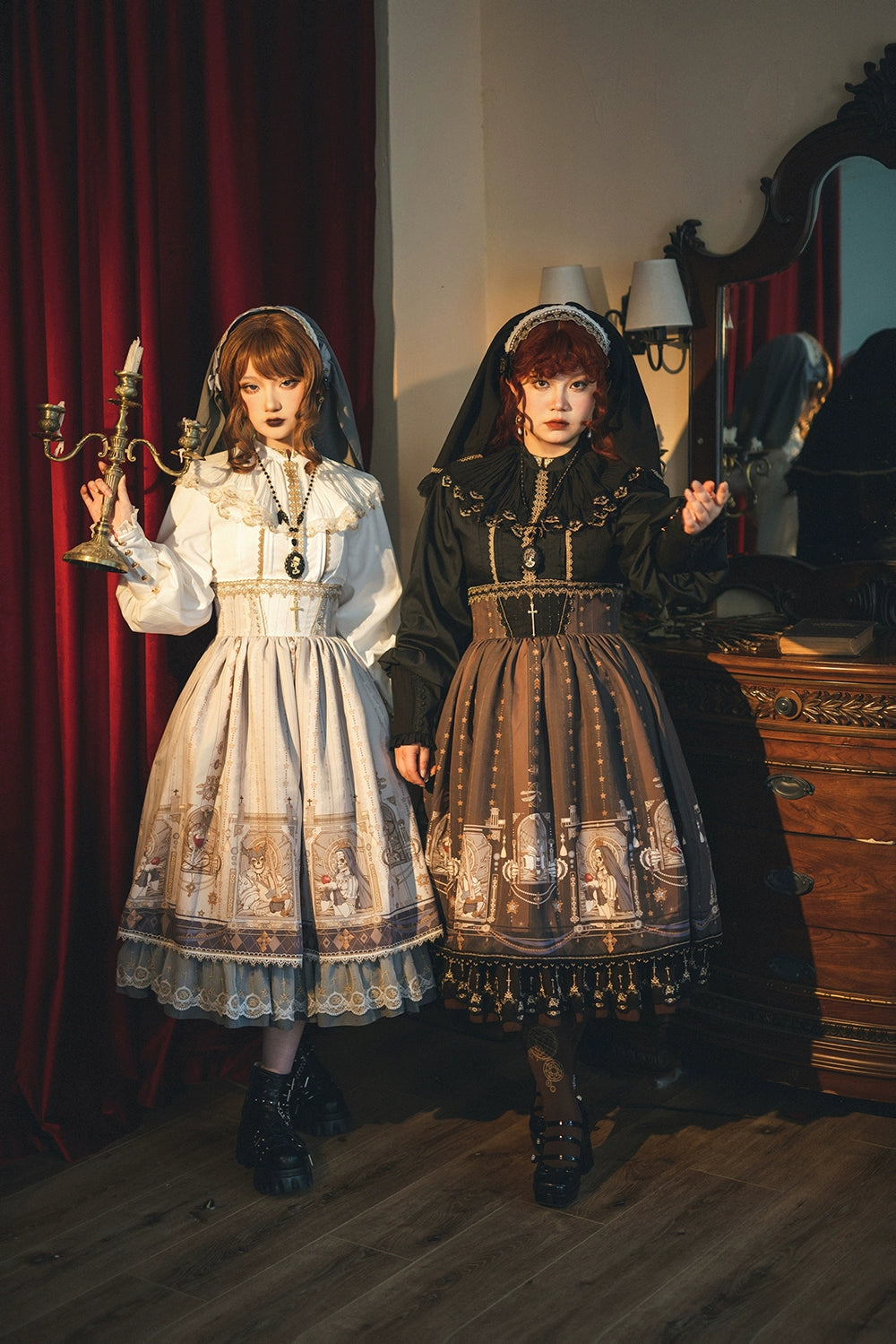 Miss Point - Demon Hunting Notes - Fishbone Gothic Lolita Skirt 33614:433872