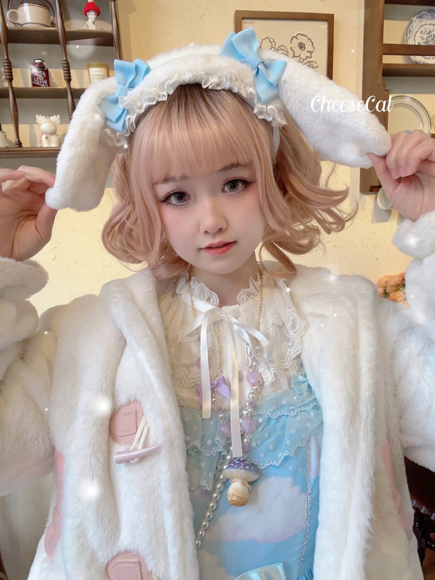 (Buyforme)Cheese Cat~Fluffy Lop-Eared Bunny Sweet Lolita Hairband   
