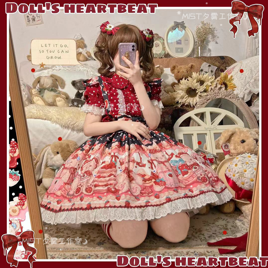 MIST~Heartbeat Program~Elegant Lolita Polka Dot Chiffon Lapel Shirt   