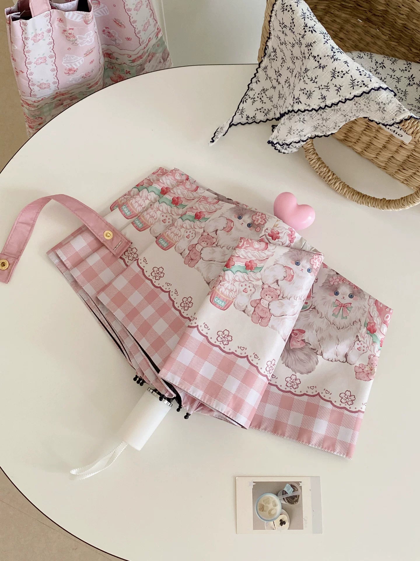 Foldable Printed UPF50+ Lolita Parasol with Black Coating 45587:853571