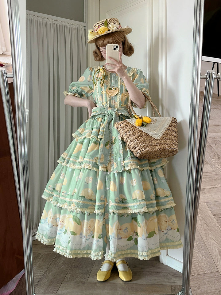 Miss Point~Lemon Chick~Country Lolita Printed OP With Button Front 42984:760410