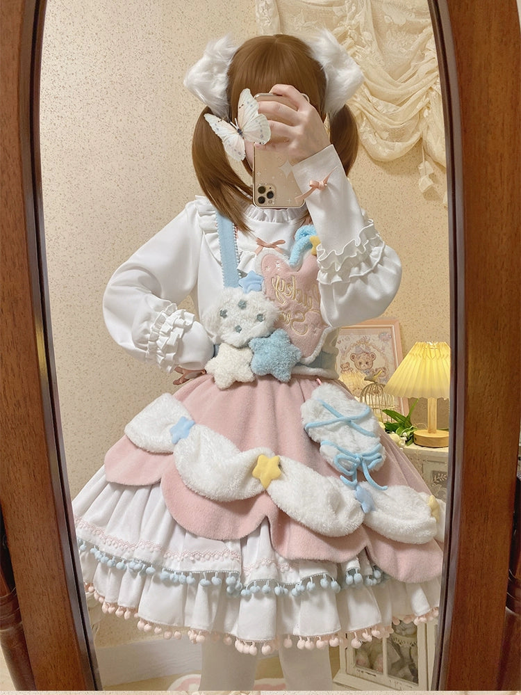 Mewroco~Lucky Star~Winter Sweet Lolita SK Kawaii Cat Ear Cape Suit 40052:650006