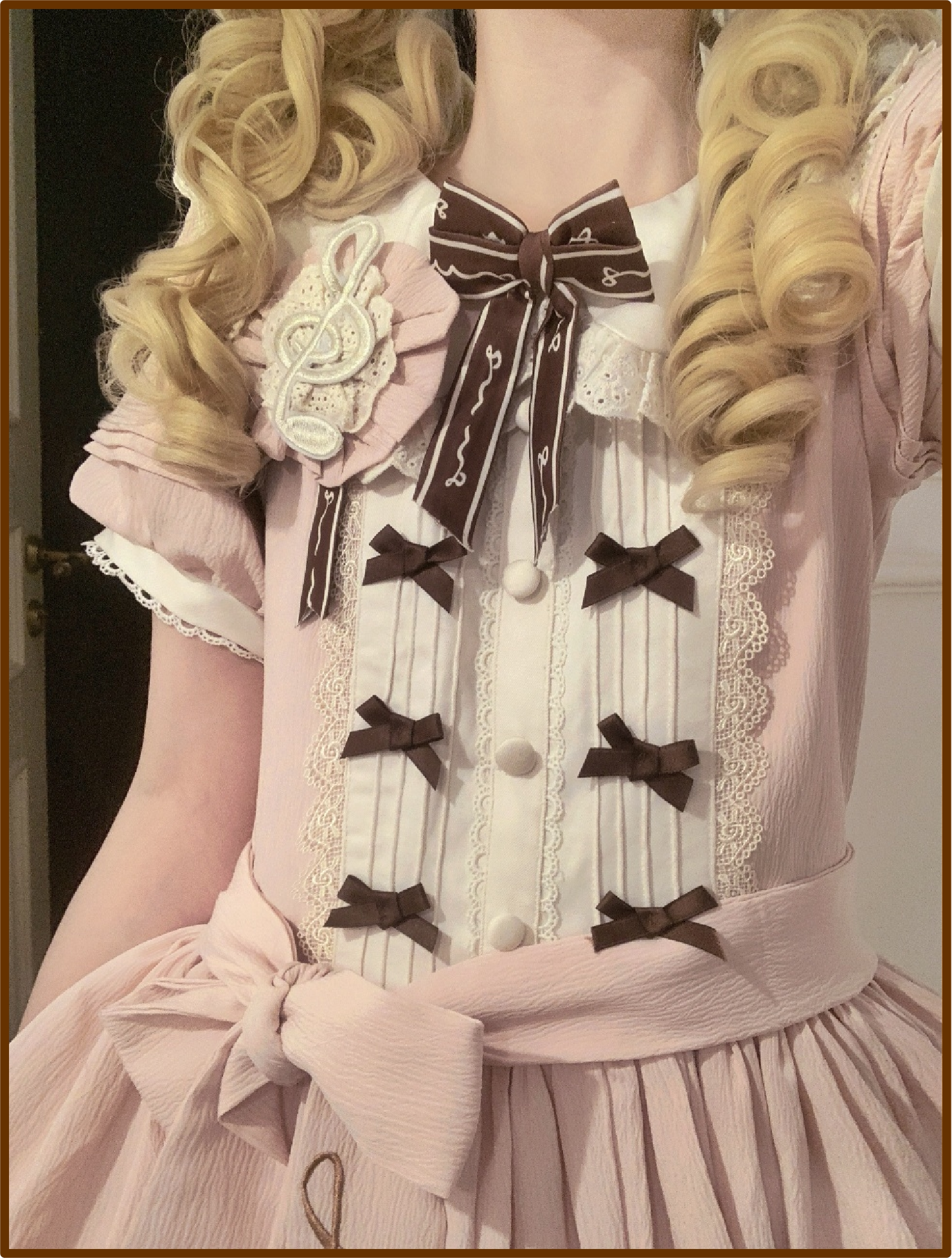 Birdsong Melody - Piano-themed Old School Lolita OP Dress, Side Pockets 45818:863240
