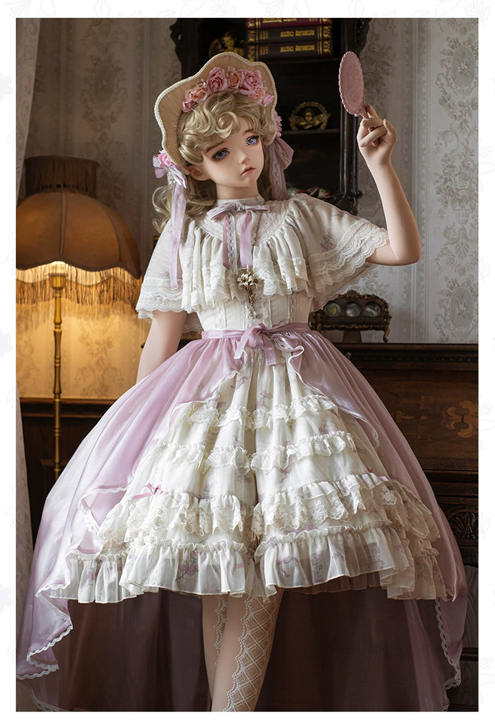 With PUJI~Nanke~Classic Lolita OP Dress Outfit with Edwardian Collar 41366:692998