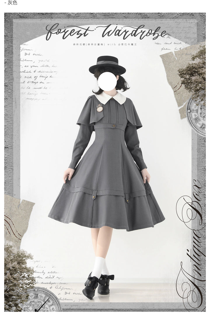 Forest Wardrobe~Forest Antique Box~Classic Lolita OP Dress with Detachable Short Cape