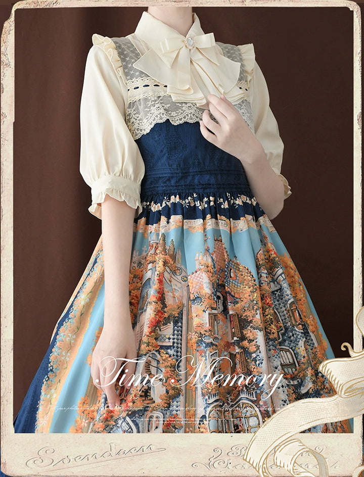 Time Memory~Earl Girl~Chiffon Classic Lolita Shirt with Mid-Length Mutton Sleeves