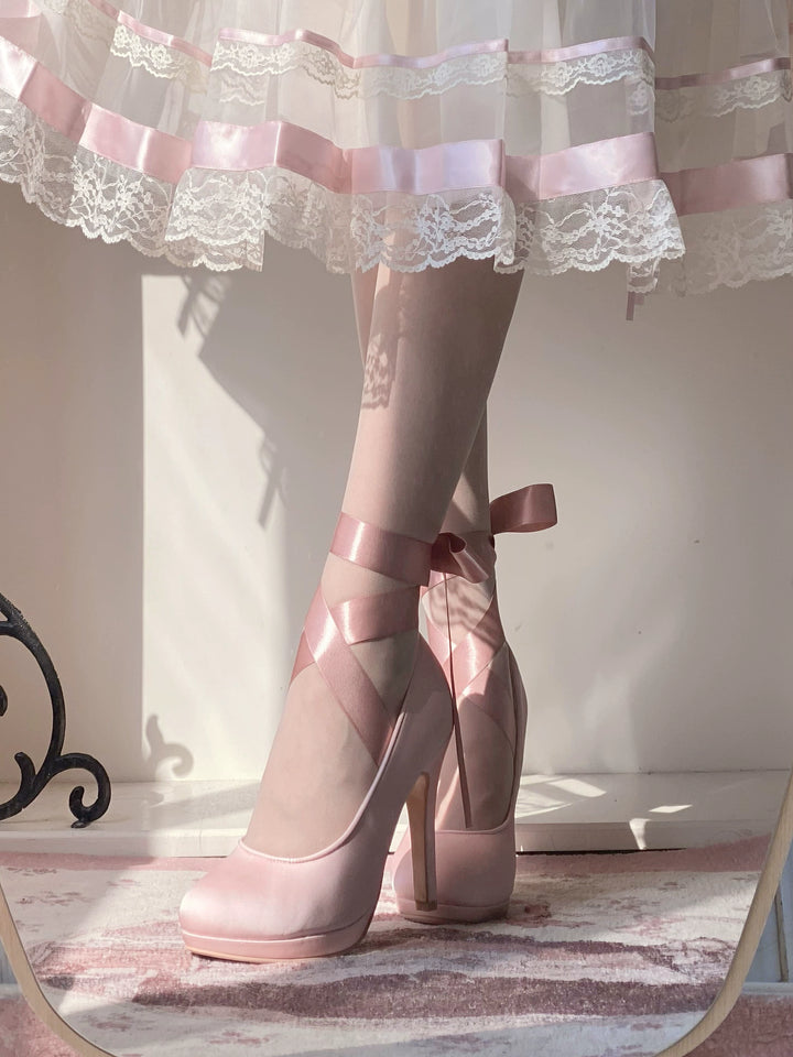 Pure Tea For Dream~Butterfly Specimen~Ballet Style Lolita Shoes Elegant Platform Lolita Heels   