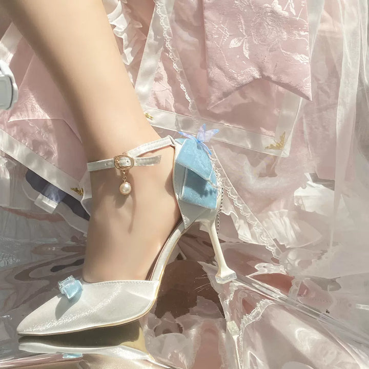 Sky Rabbit~Dream Teller~Elegant Lolita High Heel Shoes 30 satin white-white(8cm/3.15inches) 