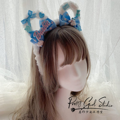 Pretty Girl Lolita~Sweet Lolita Blue Headwear Handmade Accessory a bears ear KC  