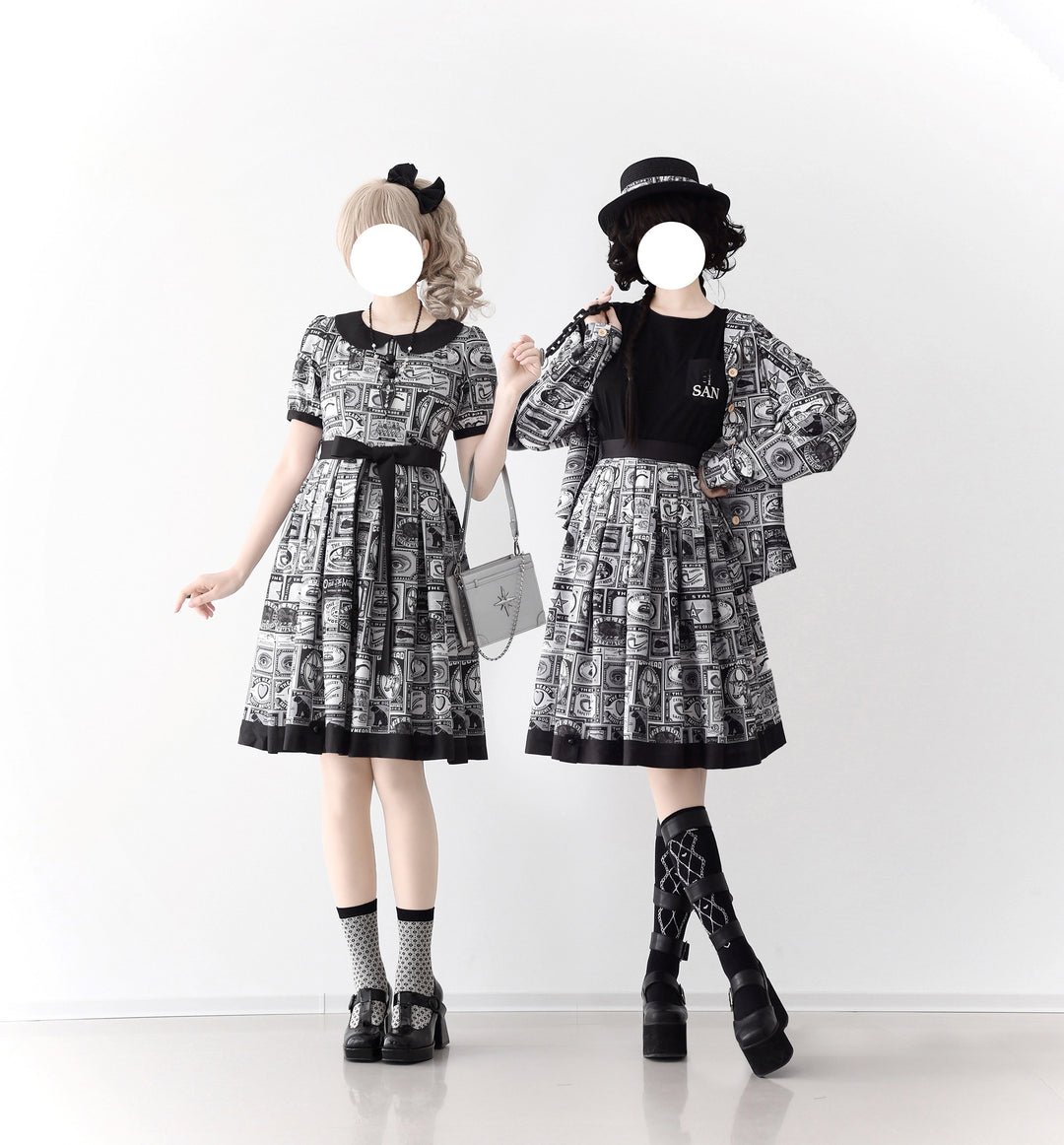 Miss Cube - Antique Label - Retro Lolita Skirt American Half Skirt Customized Antique Print