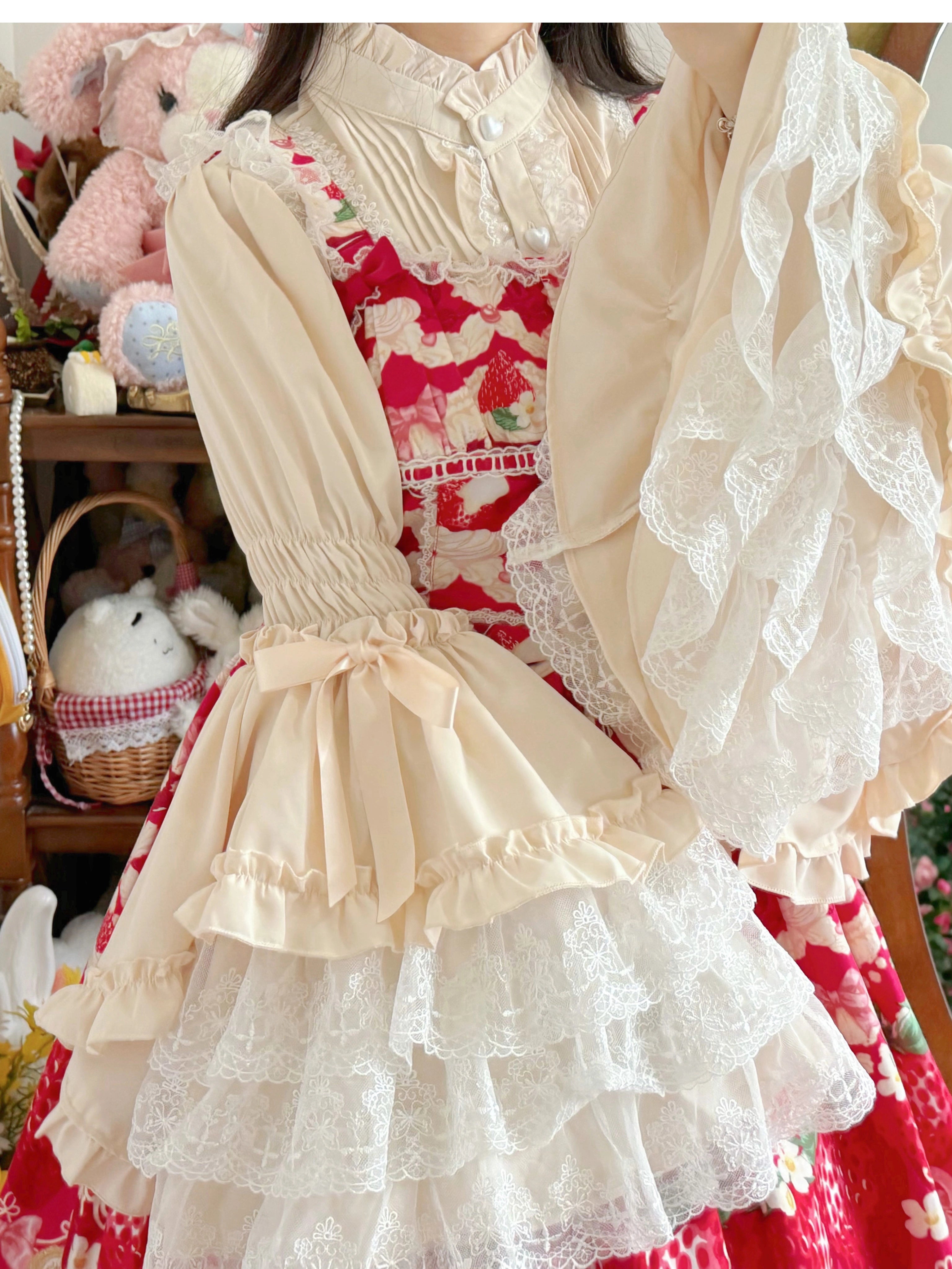 Twilight Zone - Gorgeous Sweet Lace Lolita Shirt, Hime Sleeve 44049:793732