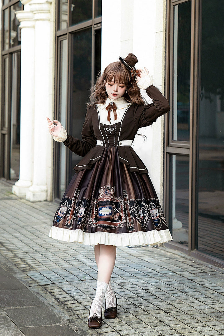 ZhiJinYuan~Chocolate Academy~Elegant Preppy style Lolita OP Dress   