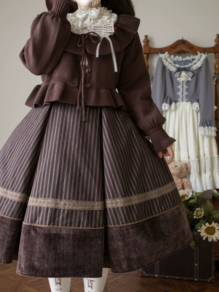 MIST - Lustre White - Kawaii Lolita Sweater Cardigan, Lantern Sleeves 44187:797925