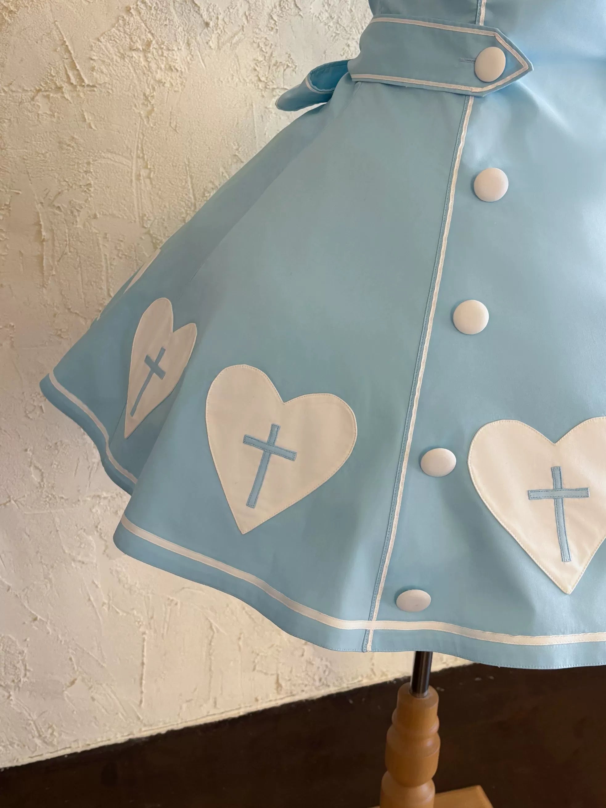 Sweet Heart Hospital - Old School Lolita Stand Collar OP Dress, Heart-cross Patches