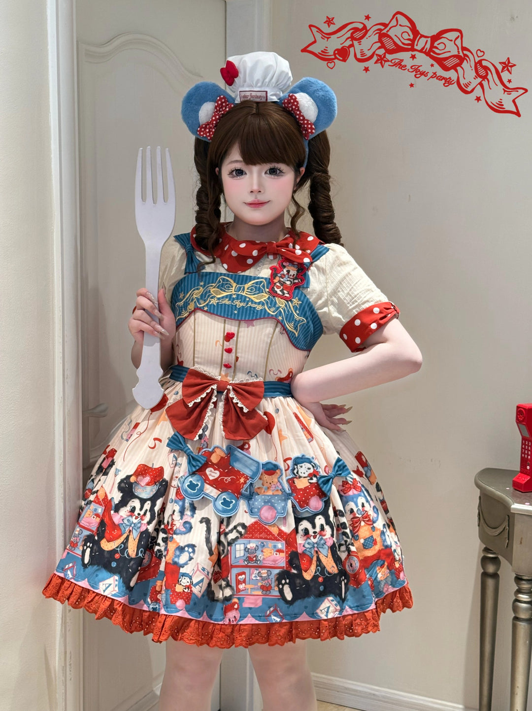 Star Fantasy~The Dogs Party~Kawaii Lolita Dress Set with JSK Salopette and Shirt