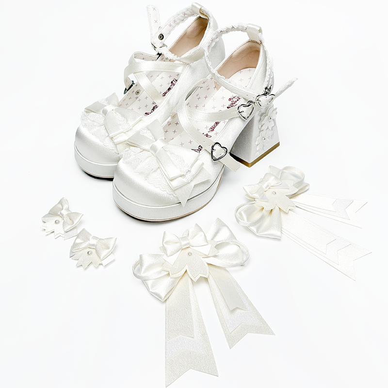 Sakura Oath - Sweet Lolita Chunky Heel, 3D Floral Decoration (白色 / 34 35 36 37 38 39 40 41) 44458:809033