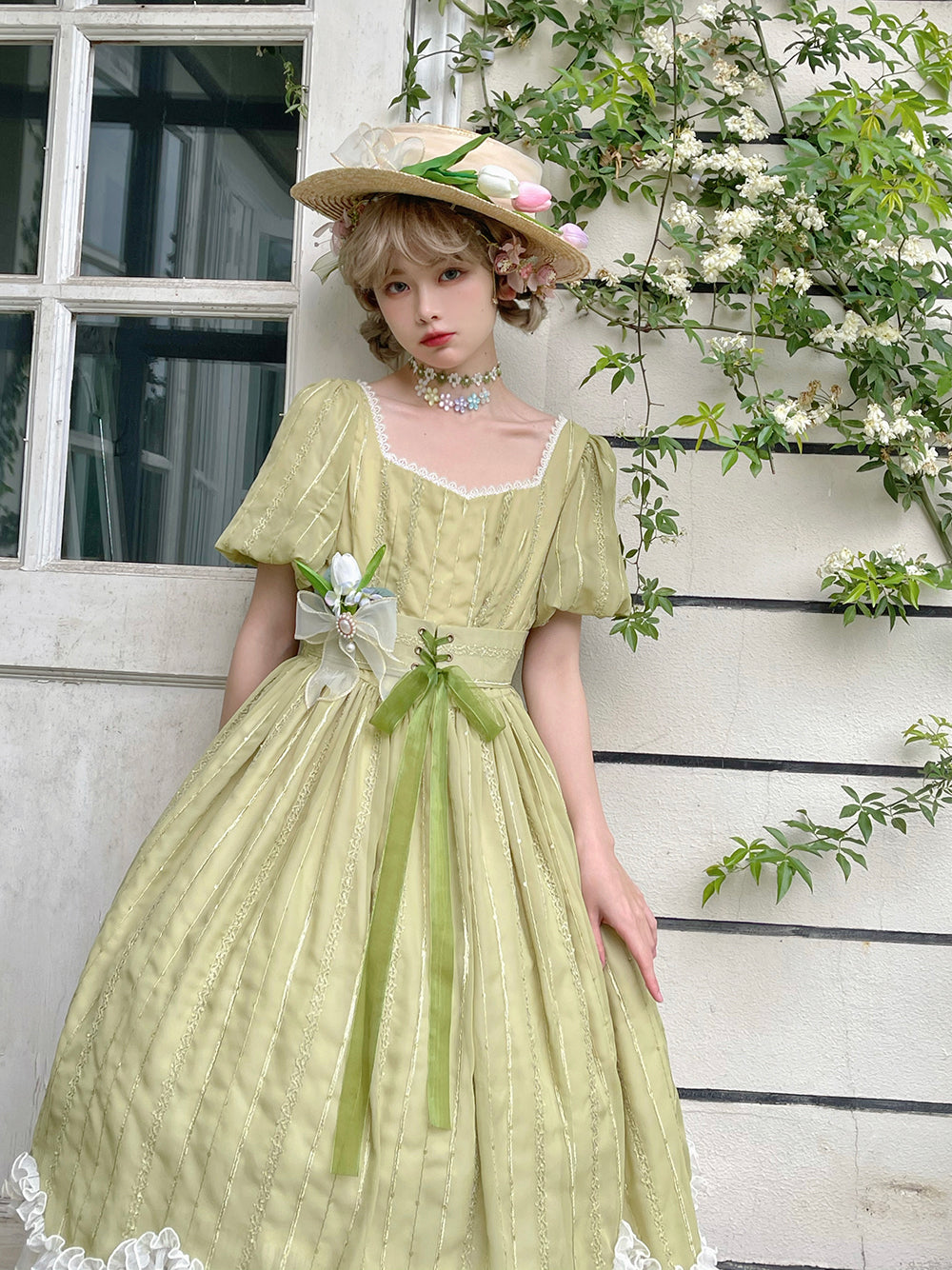 Miss Point~Tulip~Classic Lolita OP Dress Short Sleeve Dress Multicolors (2XL L M S XL XS) 19622:405358