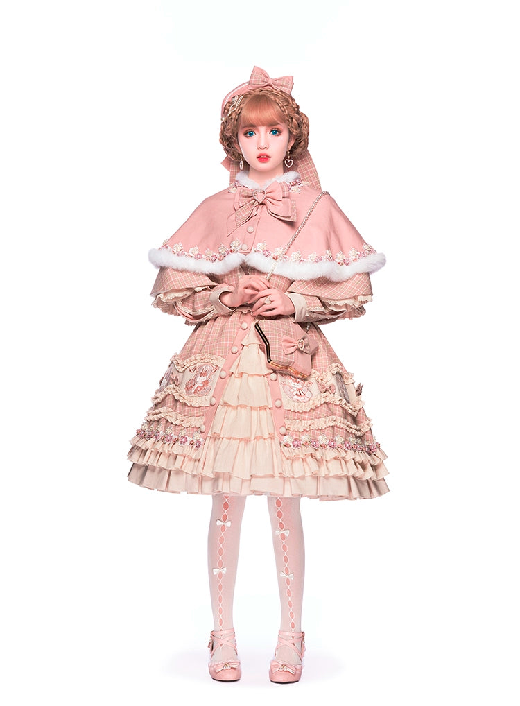 Youpairui~Helford~Sweet Coordinated Lolita Suit Pink Plaid Lolita SK Set   