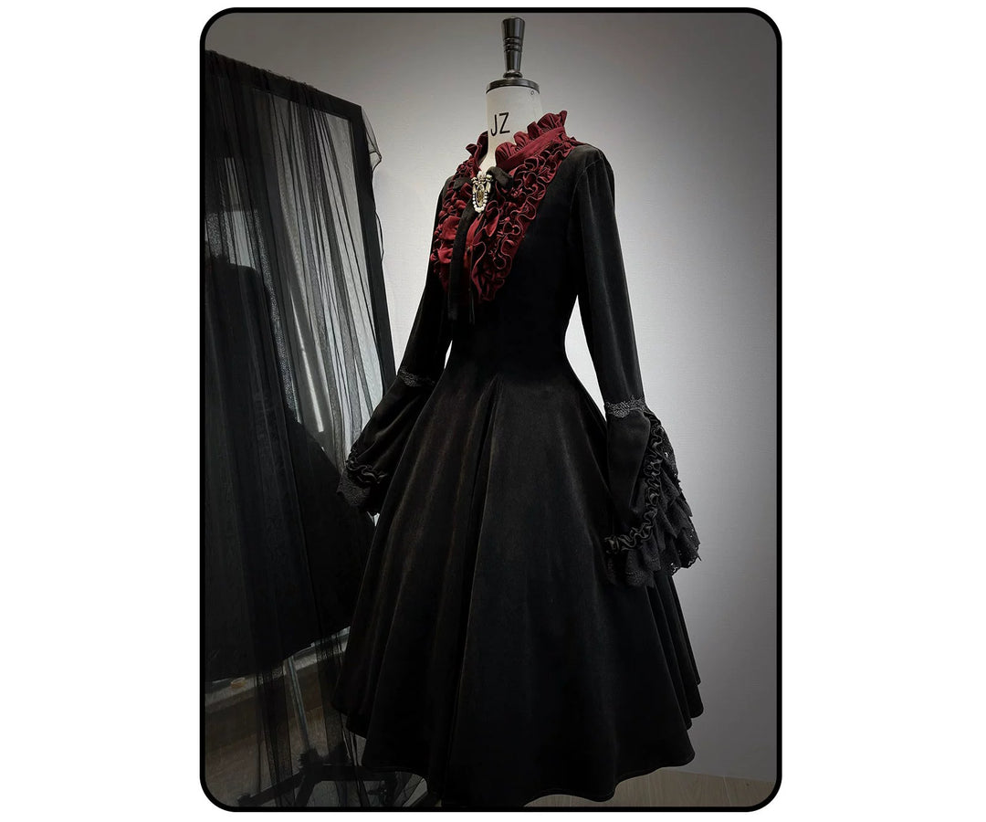 Susin Lolita~Moonlit Rose~Gothic Lolita OP Dress Winter Wool Lolita Overcoat   