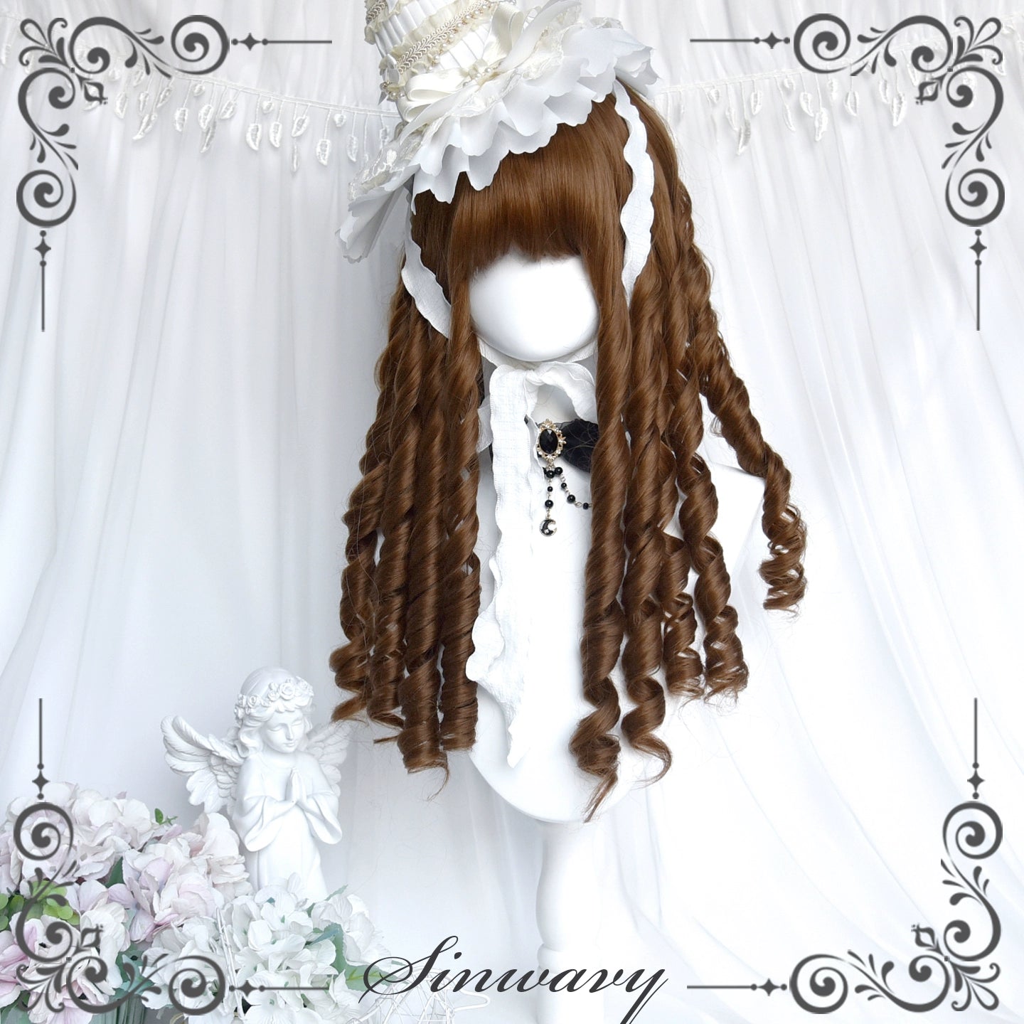 Sinwavy - Doll-like Roman Curl Lolita Wig, Straight Bangs 44137:797020