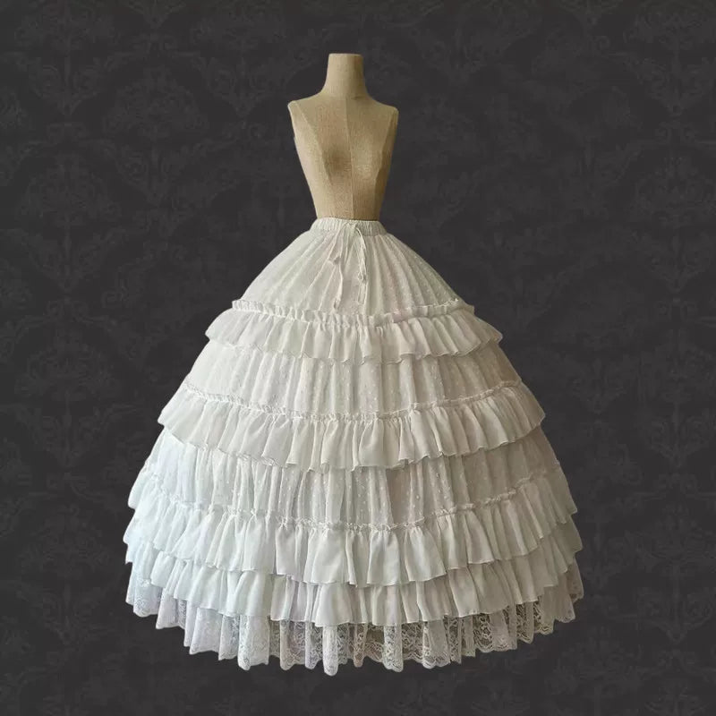 Wedding Lolita Long Volume Underskirt, Layered Ruffles 46117:875476